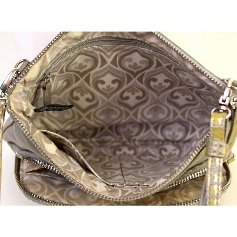 TG BRIGHTON SILVER CROC GENUINE LEATHER ORGANIZER X-BODY BAG SHOULDER BAG - Picture 6 of 7